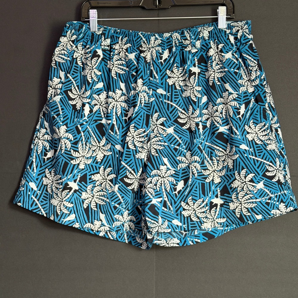 Columbia PFG Men's XL Blue Tropical Palm Fish Print Omni-Shade Fishing Shorts 40